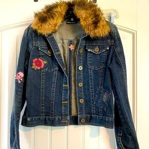 DKNY denim embroidered jacket. Women’s size large! New!